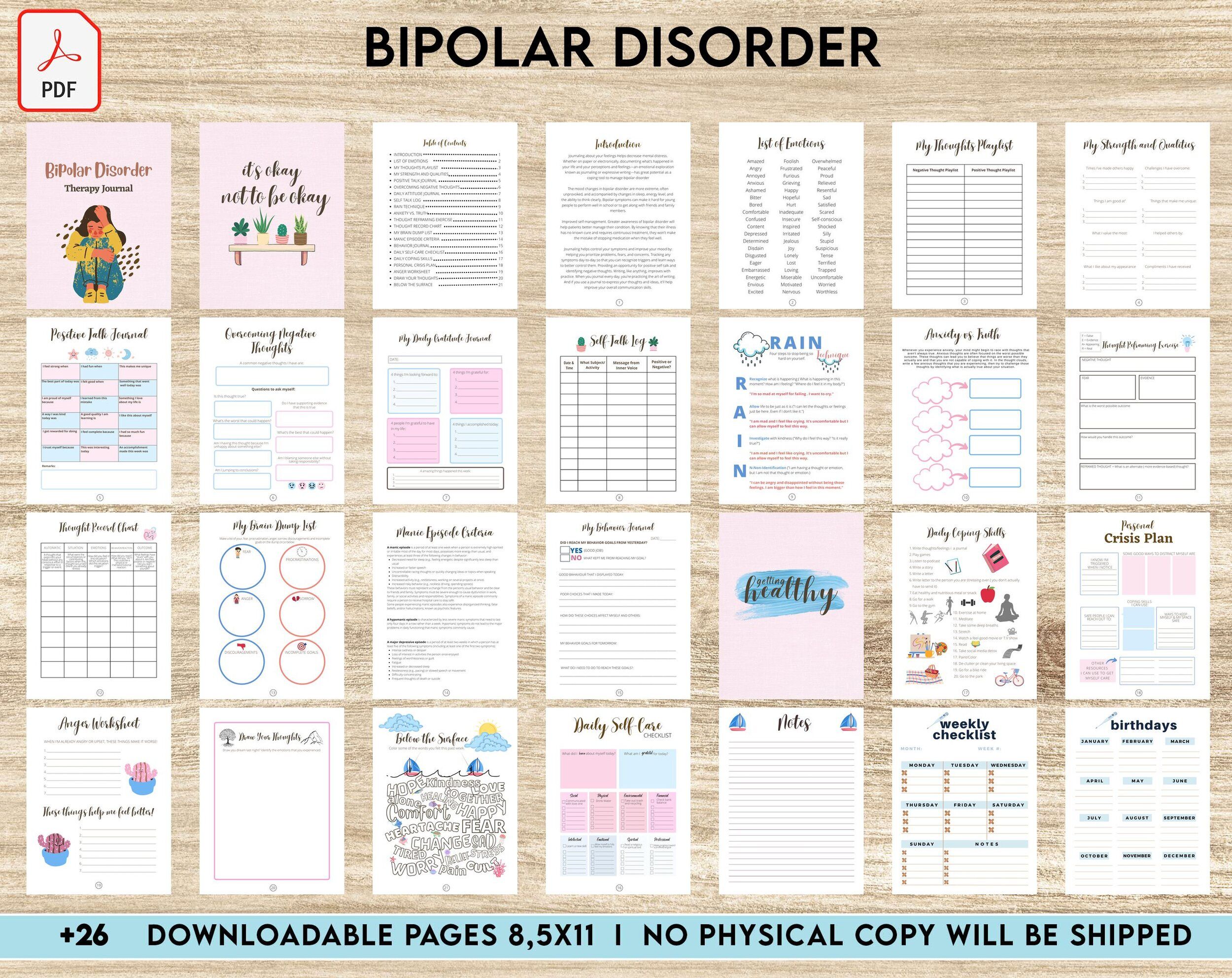 mood journal mood tracker journal: a dialy bipolar planner for